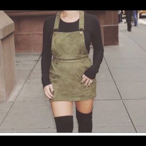 Kittenish green overall dress
